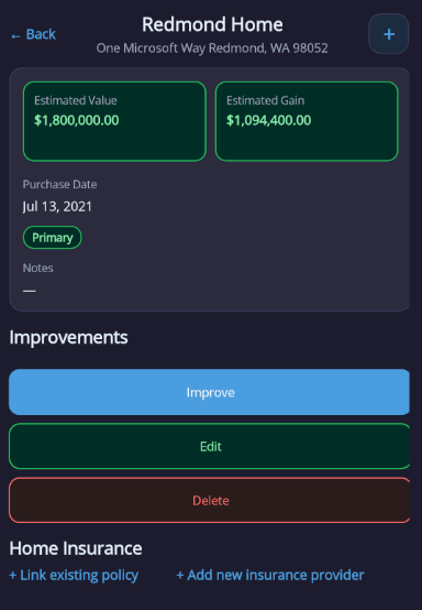 Edit property screen
