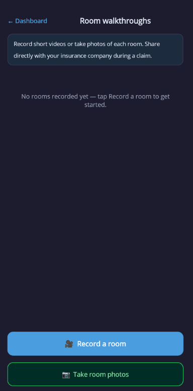 Room walkthrough screen